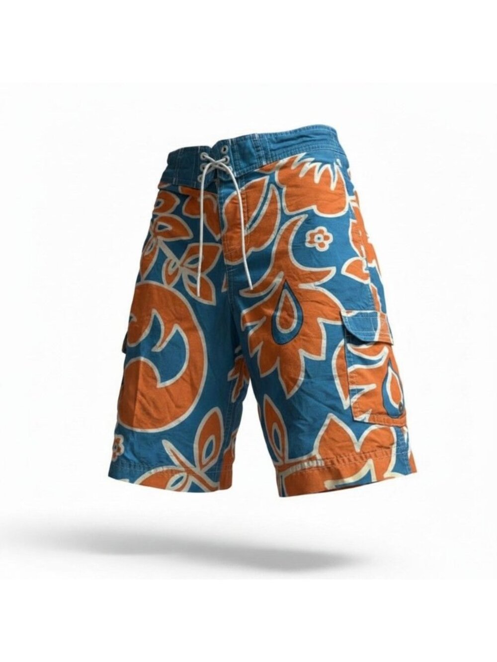 GAP Boys Swim Trunks – Size Medium 7/8 – Orange & Blue Floral – Good Condition